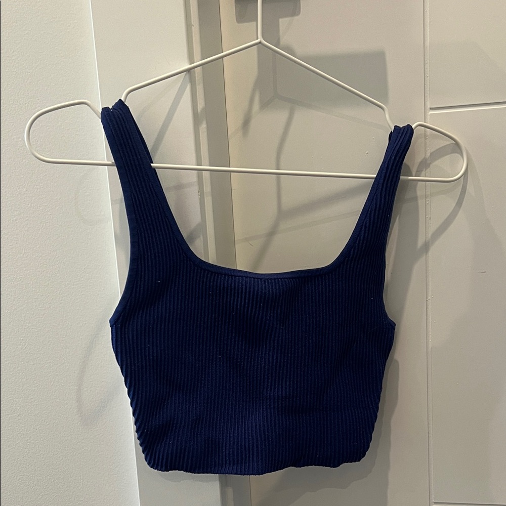Babaton Navy Ribbed Tank Top